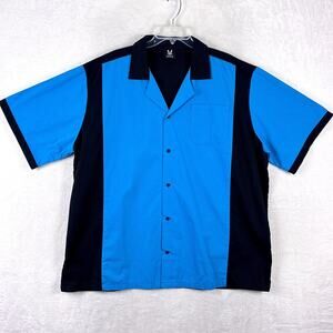 VTG Hilton Bowling Retro Shirt Mens 2X Black Blue Classic Rockabilly 50s Y2K
